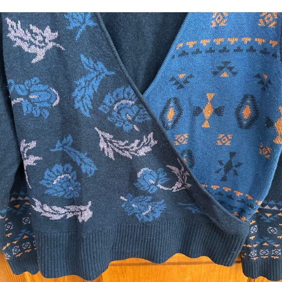 Sundance Galaxy Delight Surplice Sweater Faux Wrap Merino Wool Blend - Large - Picture 5 of 7